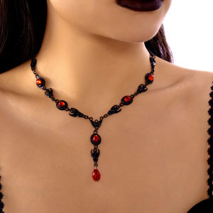 Goth Đen Bát Giọt Nước Tua Rua Dây Chuyền Vòng Đeo Cổ Cho Nữ Handmade Hạt Pha Lê Choker Thời Trang Dự Tiệc Món Quà Trang Sức