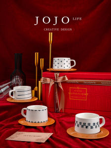 JOJO LIFE | Vintage Thick Ceramic Coffee Cup and Saucer Set