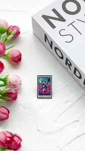 Bandai | Vintage Stamp Shape Magical Girl Enamel Pin Retro Anime Character Metal Lapel Badge for Clothing Backpack Decor Gift