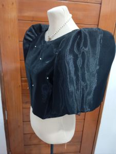 Modern Kimona Plain with Pearl Double Lining Crop Top