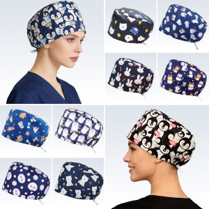 Penguin Print Women Scrub Hats for Doctor Nurse Breathable Durable Medical Caps Lab Hospital Nursing Caps K716