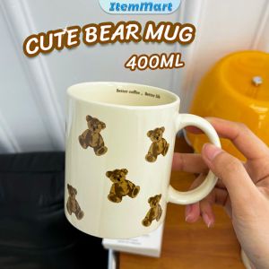 ItemMart Cute Bear Aesthetic Ceramic Mugs Coffee Milk Cup 400ml