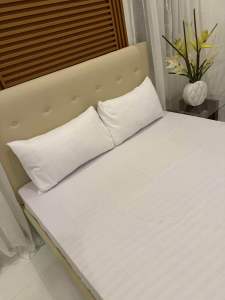 TULIOHOMES WHITE STRIPE CANADIAN COTTON BEDSHEET ONLY