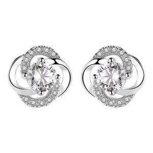 Earrings S925 Silver Diamond-set Clover Stylish Dainty