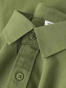 Luxurious Long Sleeve Pure Cotton Shirt Womens Fashion Green Loose Outerwear Korean Style Button Detailing All Body Types