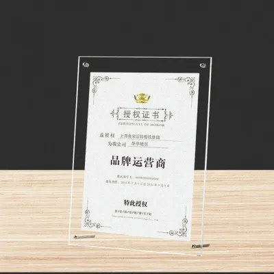 Modern Acrylic Picture Frame Wedding Photo Display Stand Transparent Patent Certificate Frame Award Plaque Frame A3 A4 Size