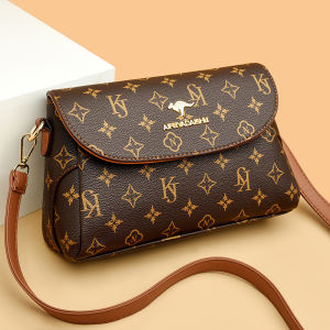 Leather Crossbody Bag Womens Shoulder Bag Soft Leather Mom Bag Fashionable Casual Print Interior Structure for Elderly Women