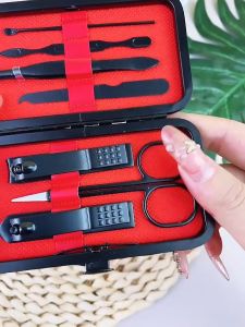 Stainless Steel 7 In 1 Manicure Pedicure Tool Set With Case Grooming Portable Beauty Kit Travel Nail Clipper Scissor
