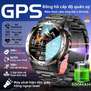 Đồng Hồ Thông Minh GPS Cấp Quân Sự Màn Hình AMOLED HD 139 Inch Hồng Ngoại UV 3ATM Chống Nước Pin 500mAh NFC Cuộc Gọi Bluetooth Theo Dõi Sức Khỏe