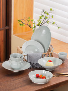 2025 Jingdezhen Chinese Style Simple Ceramic Dining Set Underglaze Color Home Use Bowl Plate Dish Cup High End Feeling