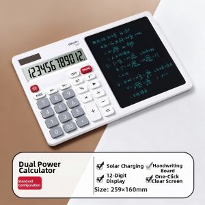 deli | Multifunctional Calculator with Writing Board for Finance and Business Dual Power