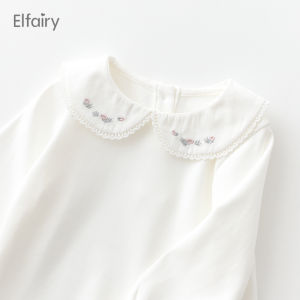 Baby Girl Long Sleeve Cotton T-Shirt Elfairy Childrens Underwear Doll Collar Shirt Autumn Wear Pure Cotton Base Layer Top