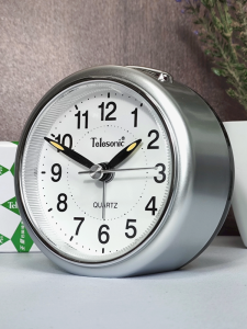 Modern Minimalist Silent Bedroom Clock Male Female Student Use Multi-Function Alarm Clock Night Light Plastic Material