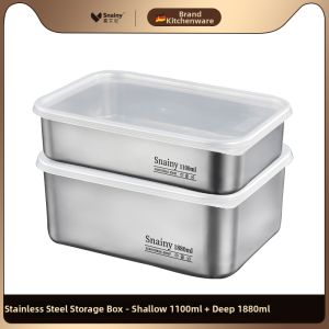 SNAINY |Food-Grade 304 Stainless Steel Sealed Food Box