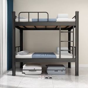 GREENEST Thickened Full Steel Double Decker Bed Iron Double Deck Bed Frame Heavy Duty Bunk Bed Dormitory Kids Adults
