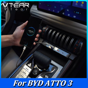 Vtear For BYD ATTO 3 2021-2024 Car Super Fast Charging Dock 2*USB+2*Type-c Total 90W Simultaneous Fast Charging Multiple Devices Automotive Interior Modification Parts Accessories