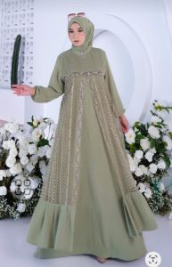 GAMIS SET HIJAB CRINKLE BURKAT SWAROSVKI / TERBARU /TERLARIS
