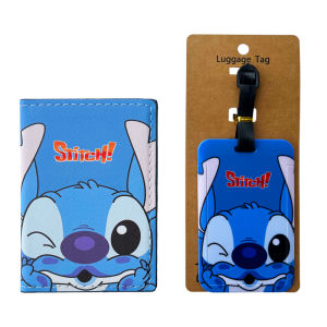 Bộ Bao Hộ Chiếu Và Thẻ Hành Lý Bằng Da PU Disney Stitch Có Ngăn Đựng Thẻ Căn Cước Họa Tiết Động Vật