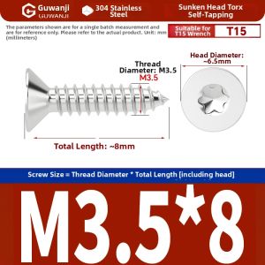 GUWANJI | Stainless Steel Security Head Flat Countersunk Internal Hexagon Self Tapping Screws