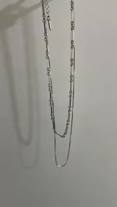 2023 Trendy Stainless stee Double layer Chain Necklace Simple Minimalist Punk Necklace for Women Men Goth Grunge Emo Y2K Jewelry