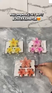 QSACC237 Jepit Rambut Bunga Kamboja Set Isi 3 Aksesoris Korea Wanita Akrilik