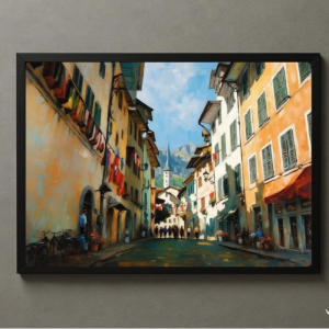 Tranh Nghệ thuật "Phố Cổ Ở Zurich Thụy Sỹ" VIETSMART ART - Acrylic 45 x 60cm