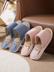 Dép Vải Lanh Nữ Mùa Xuân Thu Trong Nhà Dùng Tại Nhà Đế PVC Chống Trượt Thoải Mái Thoáng Khí Thoáng Khí Mùa Hè