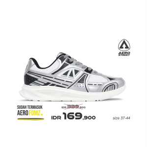 Aerostreet 37-44 Riven Putih Hitam Abu - Sepatu Sneakers Casual
