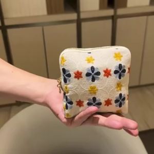 Embroidered Fabric Jewelry Pouch Card Coin Storage Bag Large Capacity for Bracelet Beads Necklace Wenwan Accessories