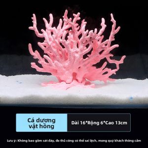 sunsun | Bộ Trang Trí Bể Cá với Cát Phông Nền San Hô Giả và Tượng Người Cá