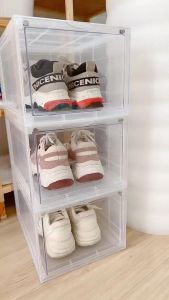 Combo 5 Hộp Đựng Giày Tủ Đựng Giày Nhựa Cứng Trong Suốt Cao Cấp Nắp Nam Châm Thông Minh Chịu Lực Cao