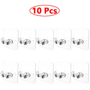 10Pcs Wall Storage Hook Punch-free Power Plug Socket Holder Kitchen Transparent Hook Wall Adhesive Hanger Bathroom Hooks