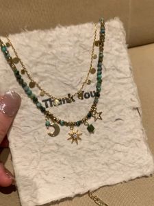 Cool Girl Base Retro Minority Natural Stone Beaded Clavicle Chain Female Fancy Twin Ethnic Style Necklace Sweater Chain