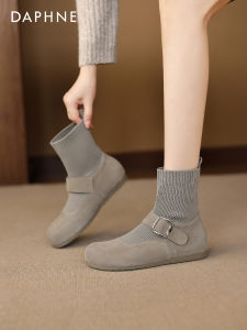 Daphne | Slim Stretchy Warm Lined Ankle Boots with Hidden Heel