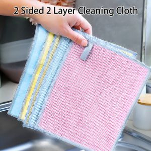 3/6 miếng vải rửa chén dây thép 2 mặt vải dây không trầy xước vải làm sạch bằng thép không gỉ giẻ rửa chén bát nhà bếp