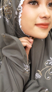 Athfari - Mukena Terusan Dewasa 2 in 1 Bordir Bunga Jasmine Katun Premium Free Tas