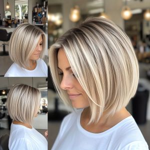 Womens gradient platinum blonde short hair synthetic fiber wig is suitable for everyday wear and various places
