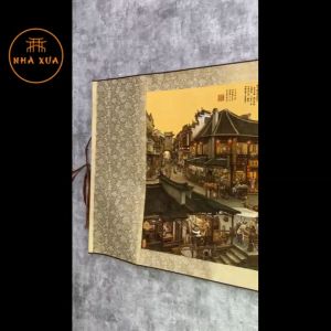 Tranh Nam Hương Cựu Mộng - Tuyệt Phẩm Tranh Nghệ Thuật Trung Hoa Nền Lụa  Kích Thước 230cmx52cm