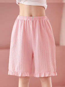 Girls Cotton Silk Short Pants Summer Thin Home Clothes Outdoor Wearable Children Sleepwear Pure Color Princess Style Home Pants
