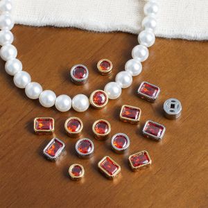 18K Gold Plated Ancient Method Colorful round Spacer Beads Pendant DIY Bracelet Necklace Stringing Jewelry Accessories