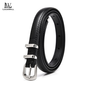 LouisWill Fashion Women Belts Thin Belt Elegant Needle Buckle Design Adjustable Girls Ladies Belt Second-layer Cowhide Long Straps Waistbands Dress Coat Alloy Buckle Decorations