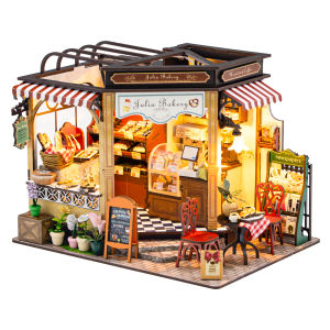 DIY Wooden 3D Bakery Room Doll Houses Miniature Assembly Model Building Bedroom Kit Dollhouse With Furniture Toys For Gifts