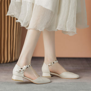 2025 New Womens Mary Jane Flat Sandals Head Covering Low Heel Shoes for Girls Suitable for Skirts Fashionable And Gentle