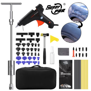 PDR Paintless Dent Repair Kit with Glue Puller Tabs & Stainless Steel Slide Hammer for Car Body Hail Damage DIY Removal Tools