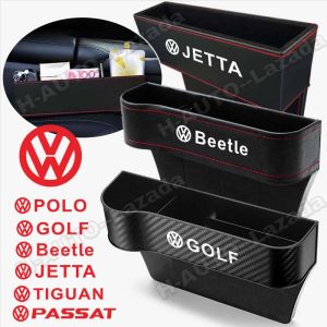 Car Seat Gap Storage Box For Volkswagen Polo Beetle Vento Jetta Tiguan Golf Passat Nuevo Scirocco Touran Taos Seat Gap Filler Leak Proof Plug Phone Cup Holder Consoles Organizer
