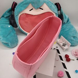 Suitable for Bemoe Hatsune Future Big Mouth Bag Middle Bag Cartoon Backpack Plush Bag Hair-Styling Weeks Pure Color Plastic Liner Bag