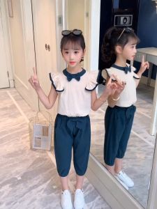 ชุดเช็ตเด็กผญ เสื้อเด็กหญิง ชุดเด็กผู้หญิงแขนยาวสไตล์ตะวันตกแฟชั่นเกาหลีสาวเสื้อชุดสองชิ้น เสื้อแขนยาวเด็กผู้หญิง 2356