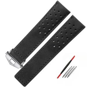 20mm 22mm 24mm Matte Cow Leather Bracelet for TAG HEUER CARERA AQUARACER Monaco Series Watch Strap Wristbelt Vintage Sport Band