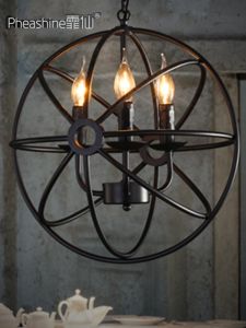 Pheashine | Retro Creative American Industrial Ironwork Round Chandelier