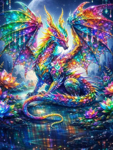Oil Painting By Numbers Lake Magic Colorful Dragon Pattern Number Drawing Canvas DIY Pictures By Numbers Home Decor